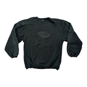 Vintage IOU Crewneck Black Embossed Logo Graphic Sweatshirt 80s 90s USA Sz XL